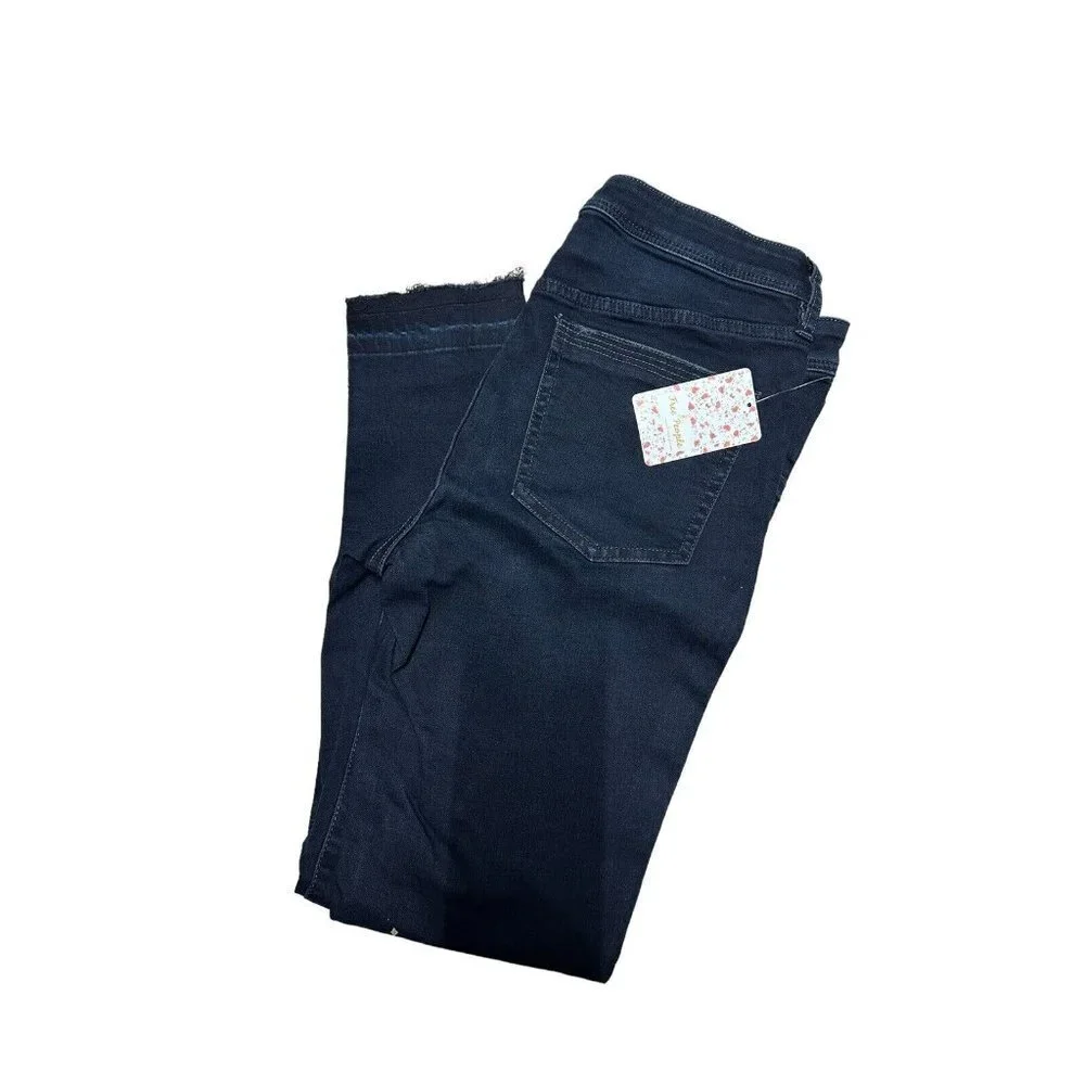Free People Ivy Mid Rise Released Hem Skinny Jeans Seal Blue NWT‎ $98 Size 30